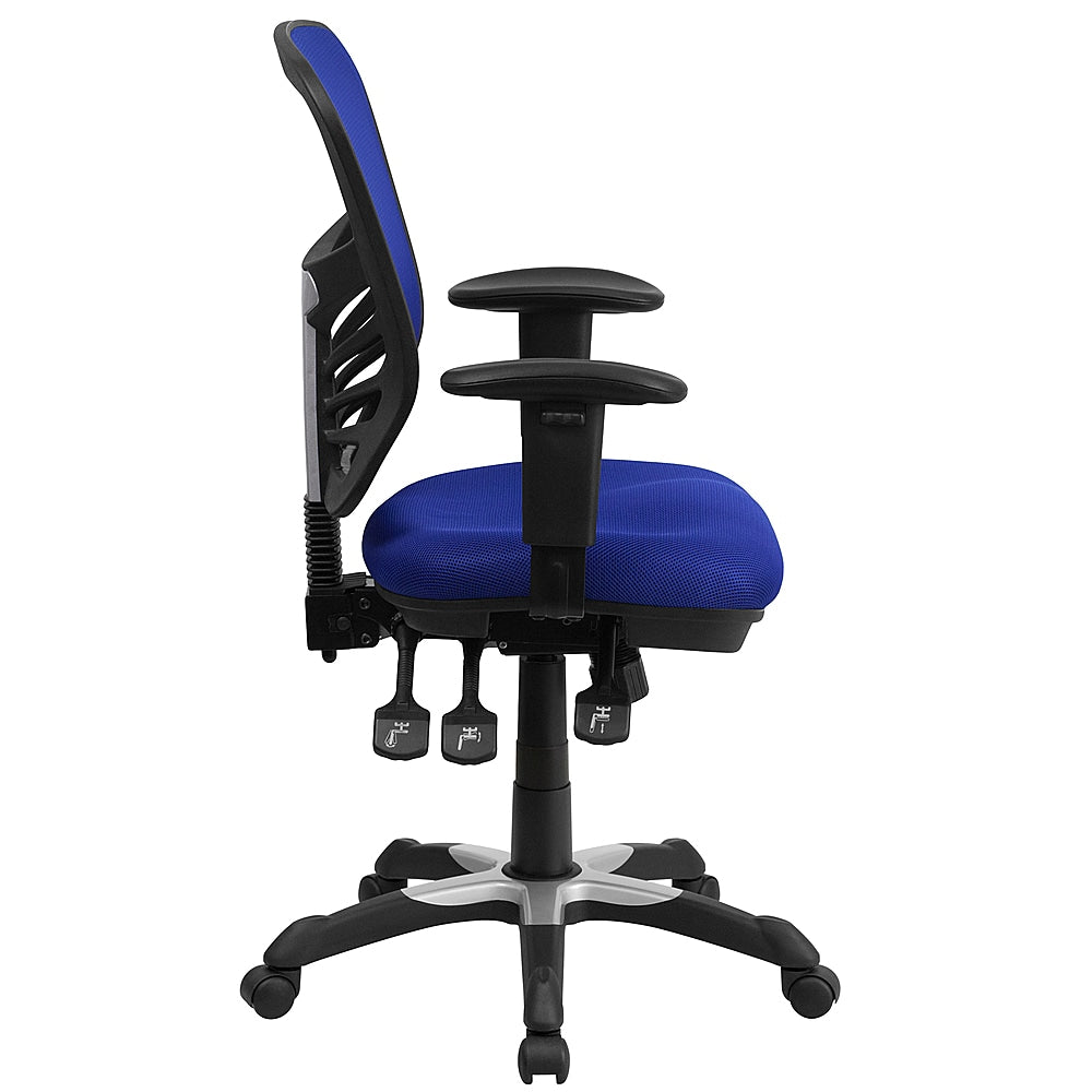 Flash Furniture - Mid-Back Mesh Multifunction Executive Swivel Ergonomic Office Chair with Adjustable Arms - Blue_1