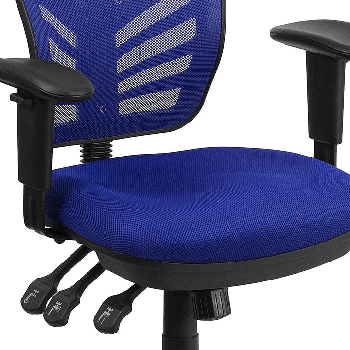 Flash Furniture - Mid-Back Mesh Multifunction Executive Swivel Ergonomic Office Chair with Adjustable Arms - Blue_2