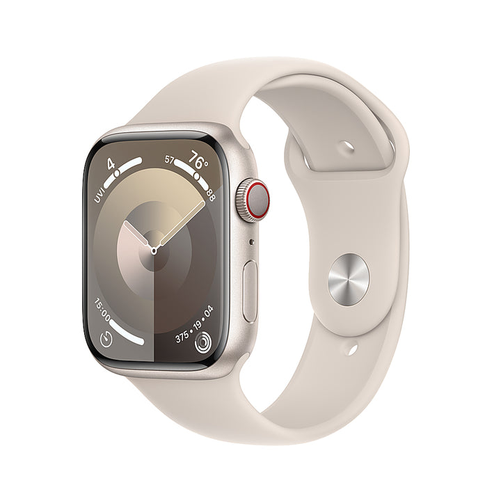 Apple Watch Series 9 (GPS + Cellular) 45mm Starlight Aluminum Case with Starlight Sport Band - S/M - Starlight (AT&T)_0