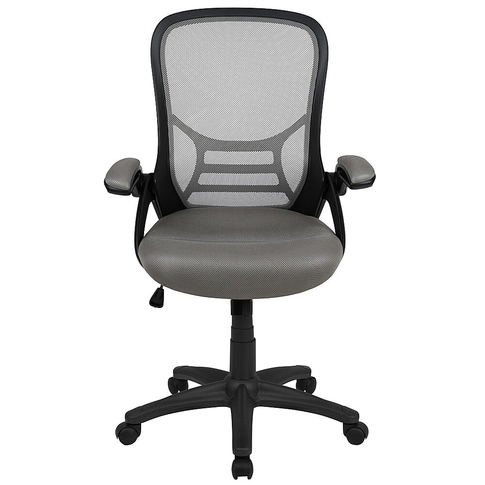 Flash Furniture - High Back Mesh Ergonomic Swivel Office Chair with Flip-up Arms - Light Gray_6