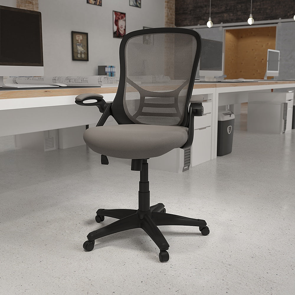 Flash Furniture - High Back Mesh Ergonomic Swivel Office Chair with Flip-up Arms - Light Gray_5