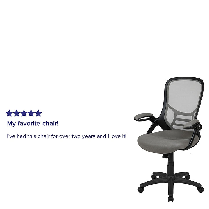Flash Furniture - High Back Mesh Ergonomic Swivel Office Chair with Flip-up Arms - Light Gray_2