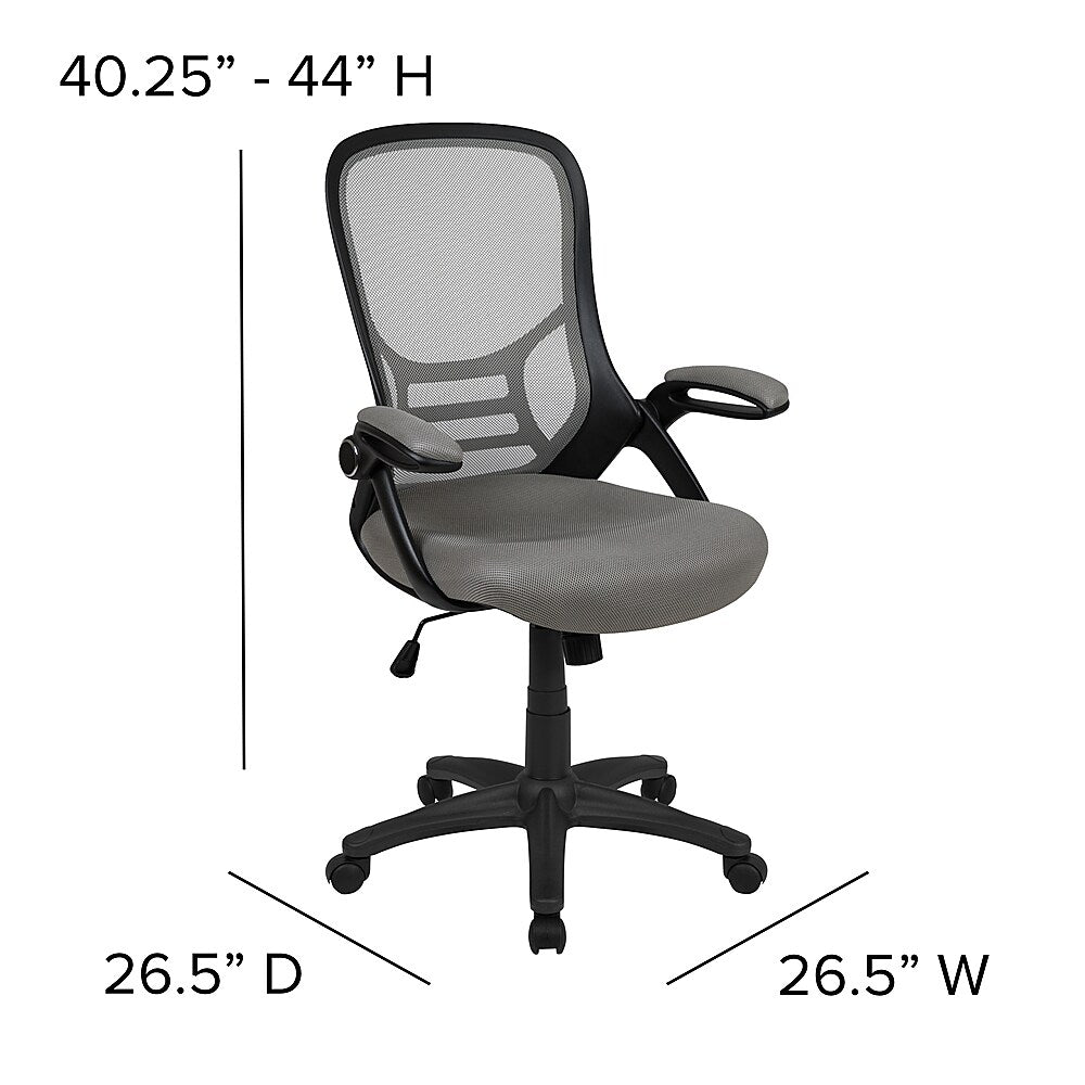 Flash Furniture - High Back Mesh Ergonomic Swivel Office Chair with Flip-up Arms - Light Gray_12