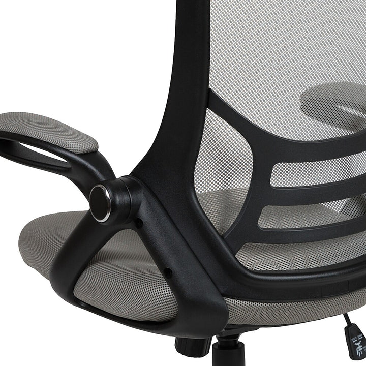 Flash Furniture - High Back Mesh Ergonomic Swivel Office Chair with Flip-up Arms - Light Gray_7