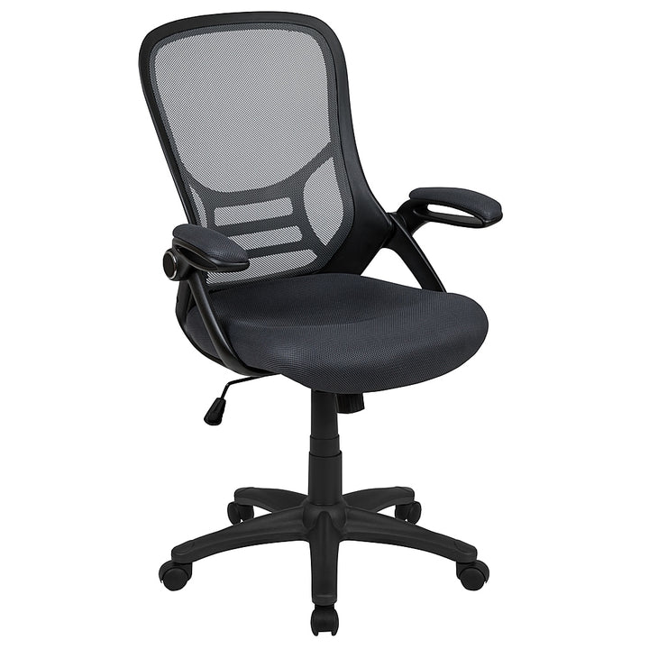 Flash Furniture - High Back Mesh Ergonomic Swivel Office Chair with Flip-up Arms - Dark Gray_0