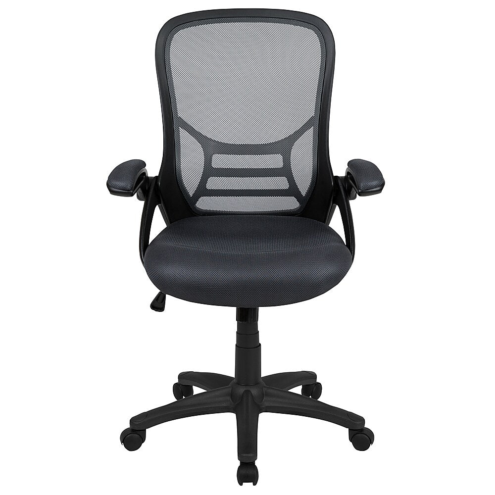 Flash Furniture - High Back Mesh Ergonomic Swivel Office Chair with Flip-up Arms - Dark Gray_6