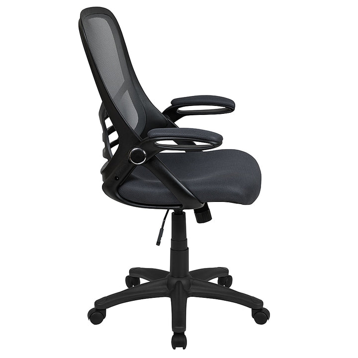 Flash Furniture - High Back Mesh Ergonomic Swivel Office Chair with Flip-up Arms - Dark Gray_10
