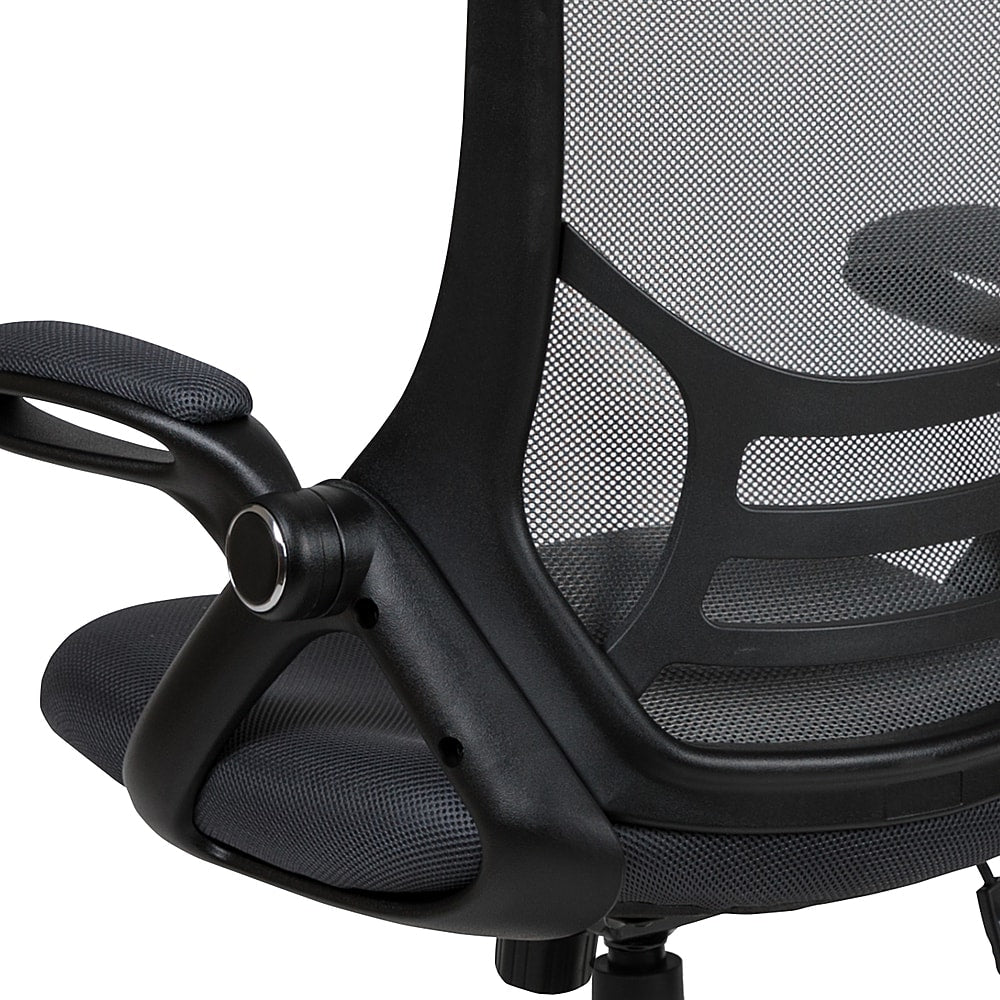 Flash Furniture - High Back Mesh Ergonomic Swivel Office Chair with Flip-up Arms - Dark Gray_8