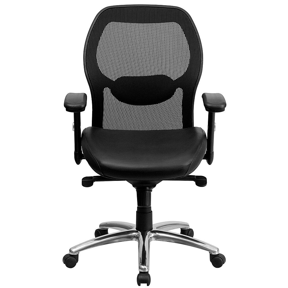 Flash Furniture - Mid-Back Super Mesh Executive Swivel Office Chair with Knee Tilt Control and Adjustable Arms - Black LeatherSoft/Mesh_5