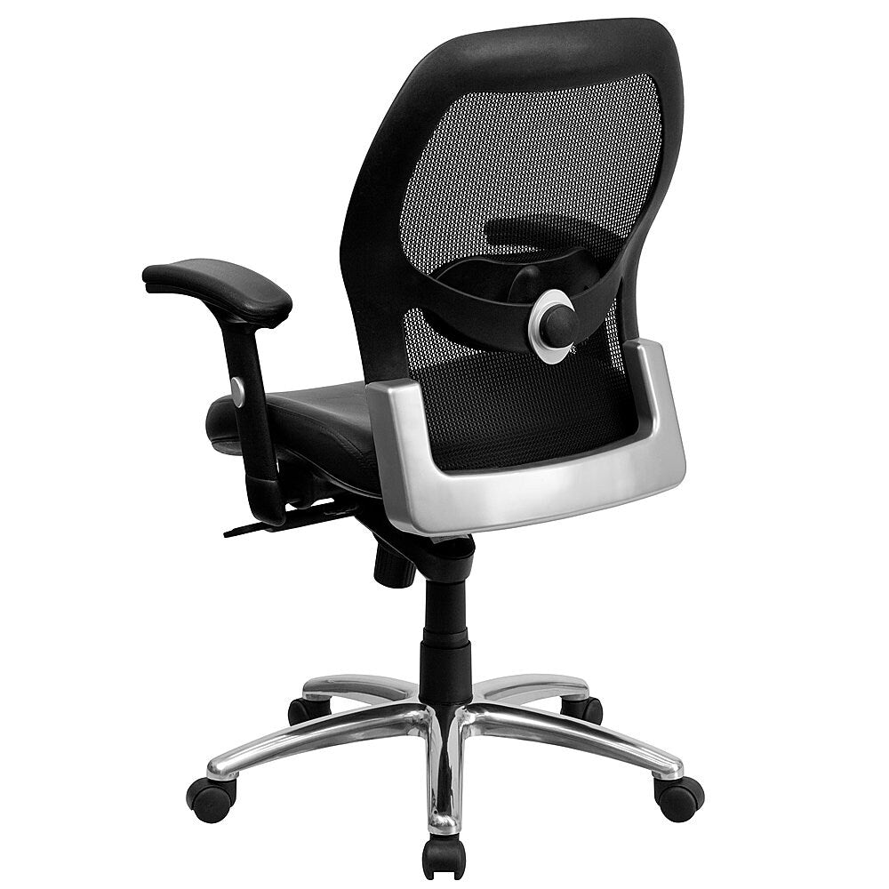 Flash Furniture - Mid-Back Super Mesh Executive Swivel Office Chair with Knee Tilt Control and Adjustable Arms - Black LeatherSoft/Mesh_3