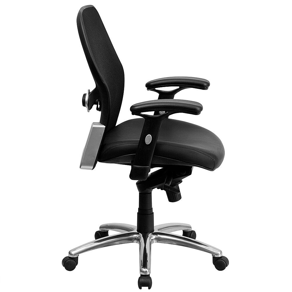 Flash Furniture - Mid-Back Super Mesh Executive Swivel Office Chair with Knee Tilt Control and Adjustable Arms - Black LeatherSoft/Mesh_1