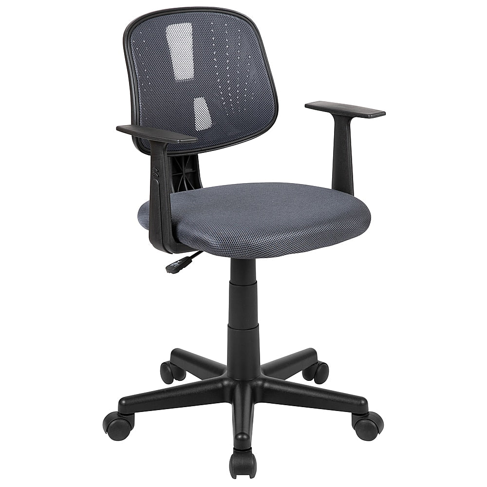 Flash Furniture - Flash Fundamentals Mid-Back Mesh Swivel Task Office Chair with Pivot Back and Arms, BIFMA Certified - Gray_0