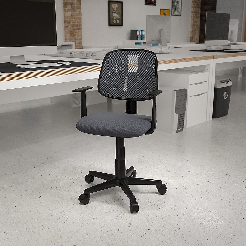 Flash Furniture - Flash Fundamentals Mid-Back Mesh Swivel Task Office Chair with Pivot Back and Arms, BIFMA Certified - Gray_4
