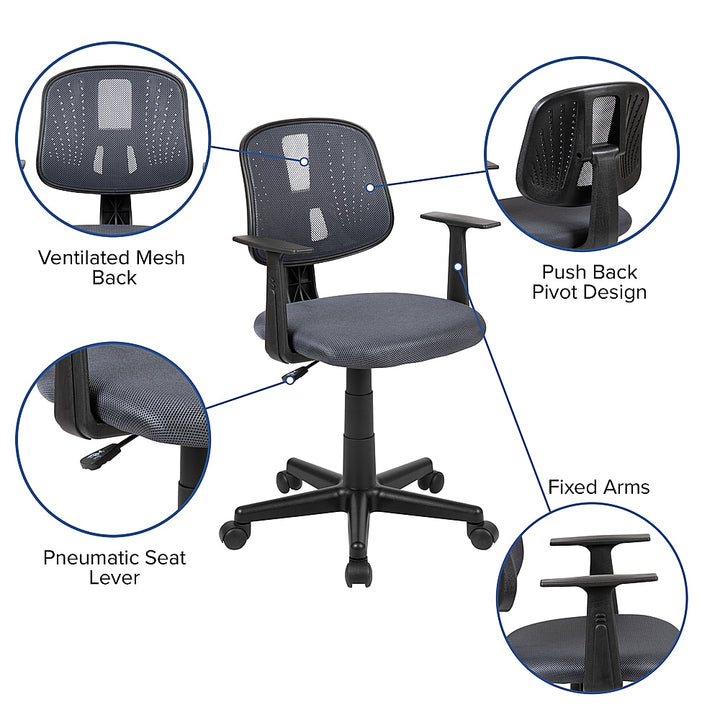 Flash Furniture - Flash Fundamentals Mid-Back Mesh Swivel Task Office Chair with Pivot Back and Arms, BIFMA Certified - Gray_13
