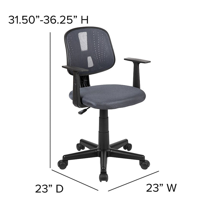 Flash Furniture - Flash Fundamentals Mid-Back Mesh Swivel Task Office Chair with Pivot Back and Arms, BIFMA Certified - Gray_12