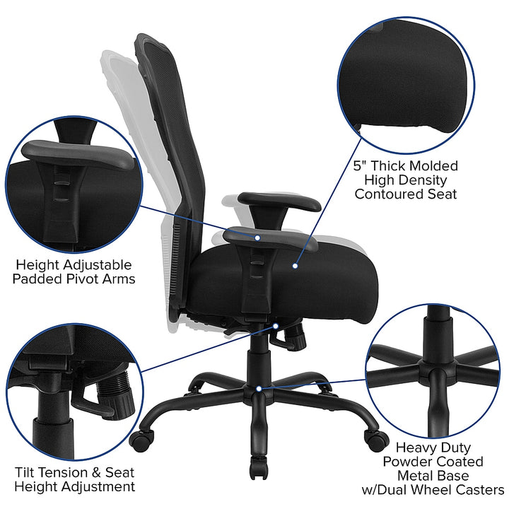 Flash Furniture - HERCULES Series 24/7 Intensive Use Big & Tall 400 lb. Rated Mesh Multifunction Synchro-Tilt Ergonomic Office Chair - Black_2