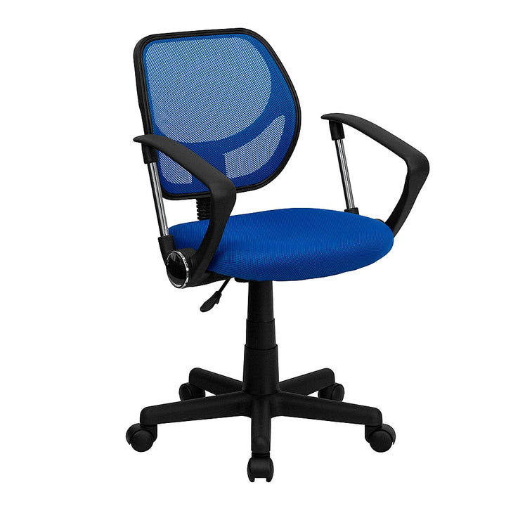 Flash Furniture - Low Back Mesh Swivel Task Office Chair with Curved Square Back and Arms - Blue_0
