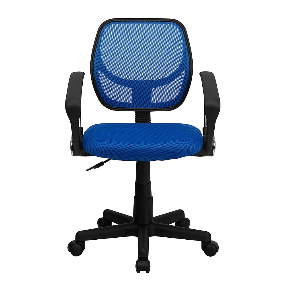 Flash Furniture - Low Back Mesh Swivel Task Office Chair with Curved Square Back and Arms - Blue_4