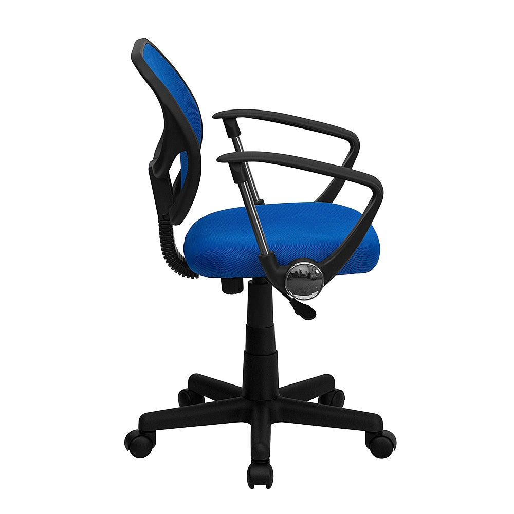 Flash Furniture - Low Back Mesh Swivel Task Office Chair with Curved Square Back and Arms - Blue_1