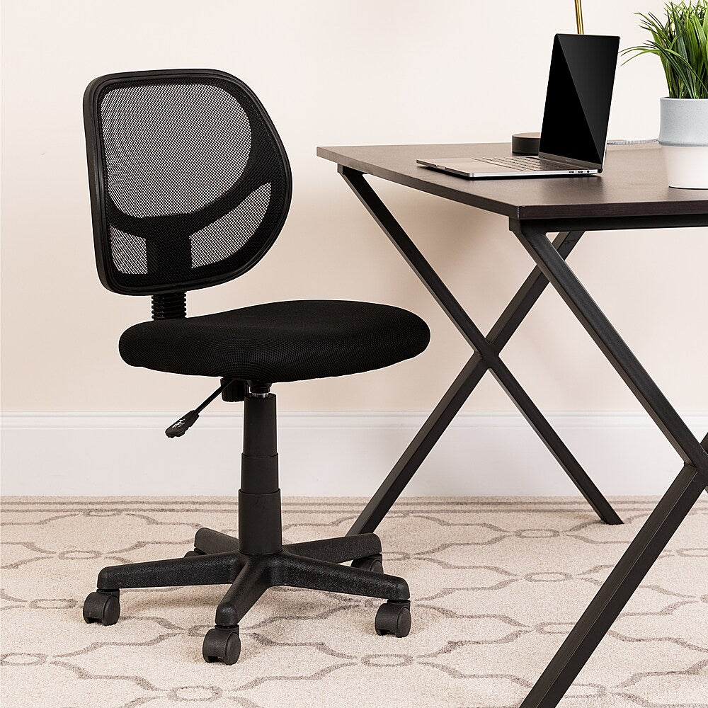 Flash Furniture - Low Back Mesh Swivel Task Office Chair with Curved Square Back - Black_7
