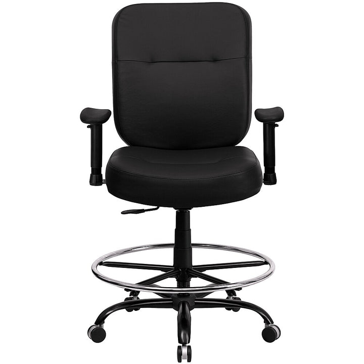 Flash Furniture - HERCULES Series Big & Tall 400 lb. Rated Ergonomic Drafting Chair with Rectangular Back and Adjustable Arms - Black LeatherSoft_5