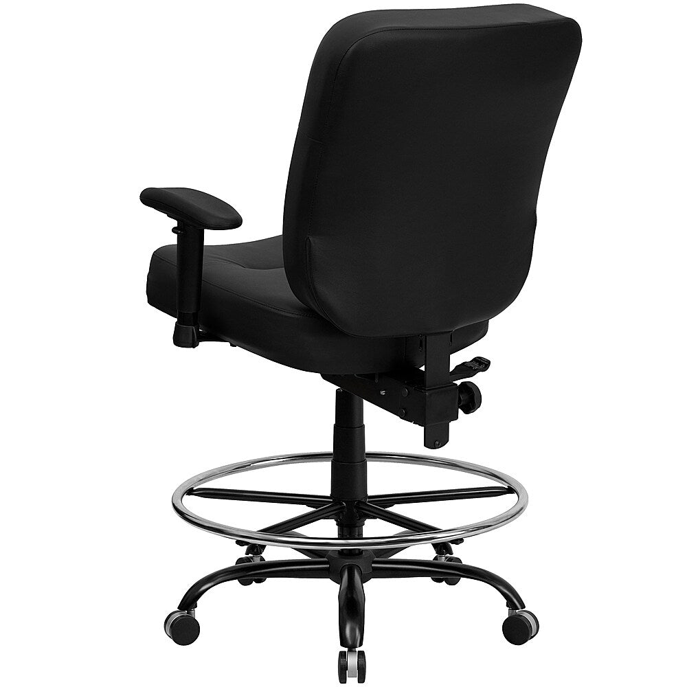 Flash Furniture - HERCULES Series Big & Tall 400 lb. Rated Ergonomic Drafting Chair with Rectangular Back and Adjustable Arms - Black LeatherSoft_2