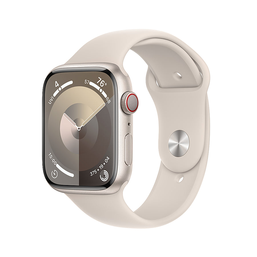 Apple Watch Series 9 (GPS + Cellular) 45mm Starlight Aluminum Case with Starlight Sport Band - S/M - Starlight (Verizon)_0