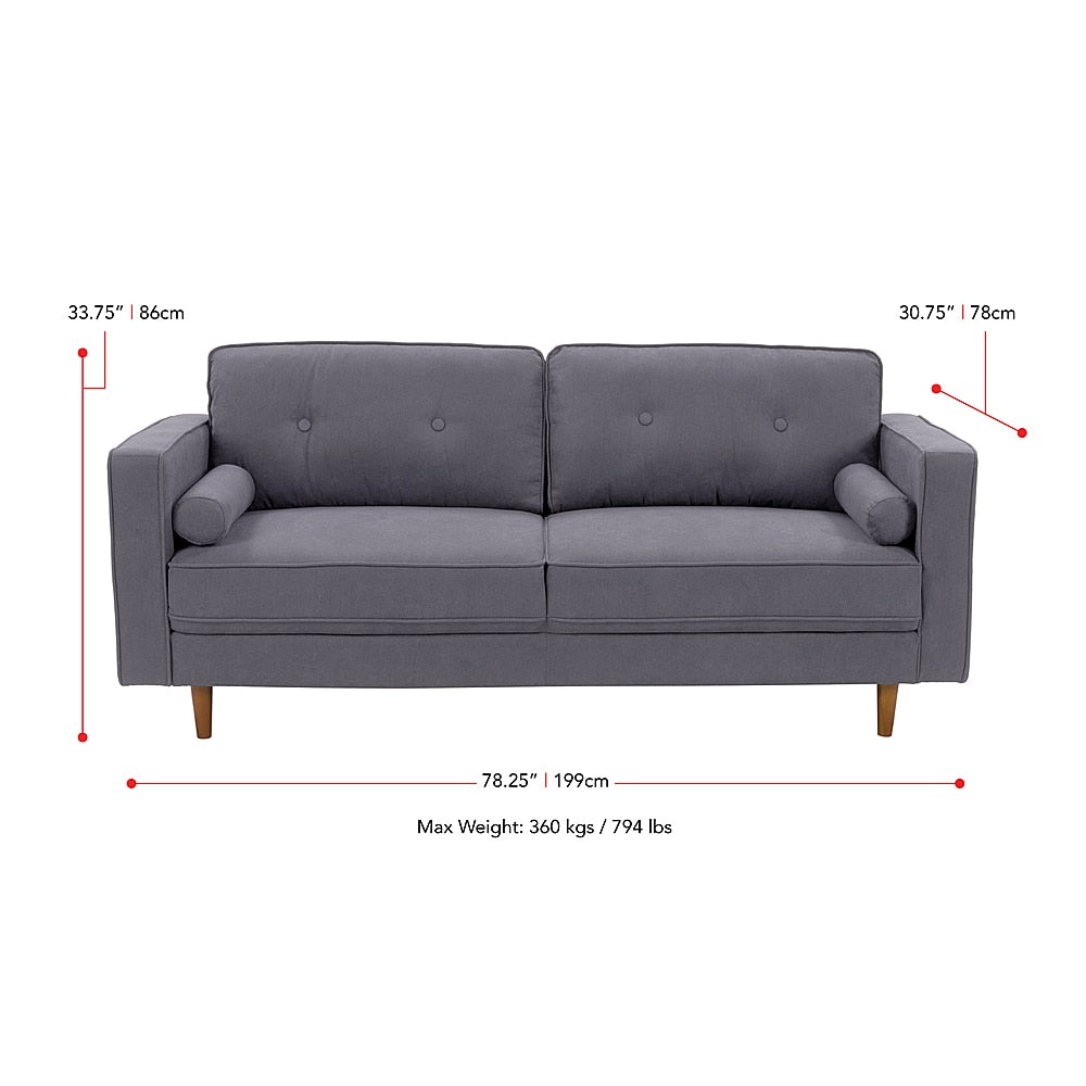 CorLiving - Mulberry 3-Seat Fabric Upholstered Modern Sofa - Grey_7