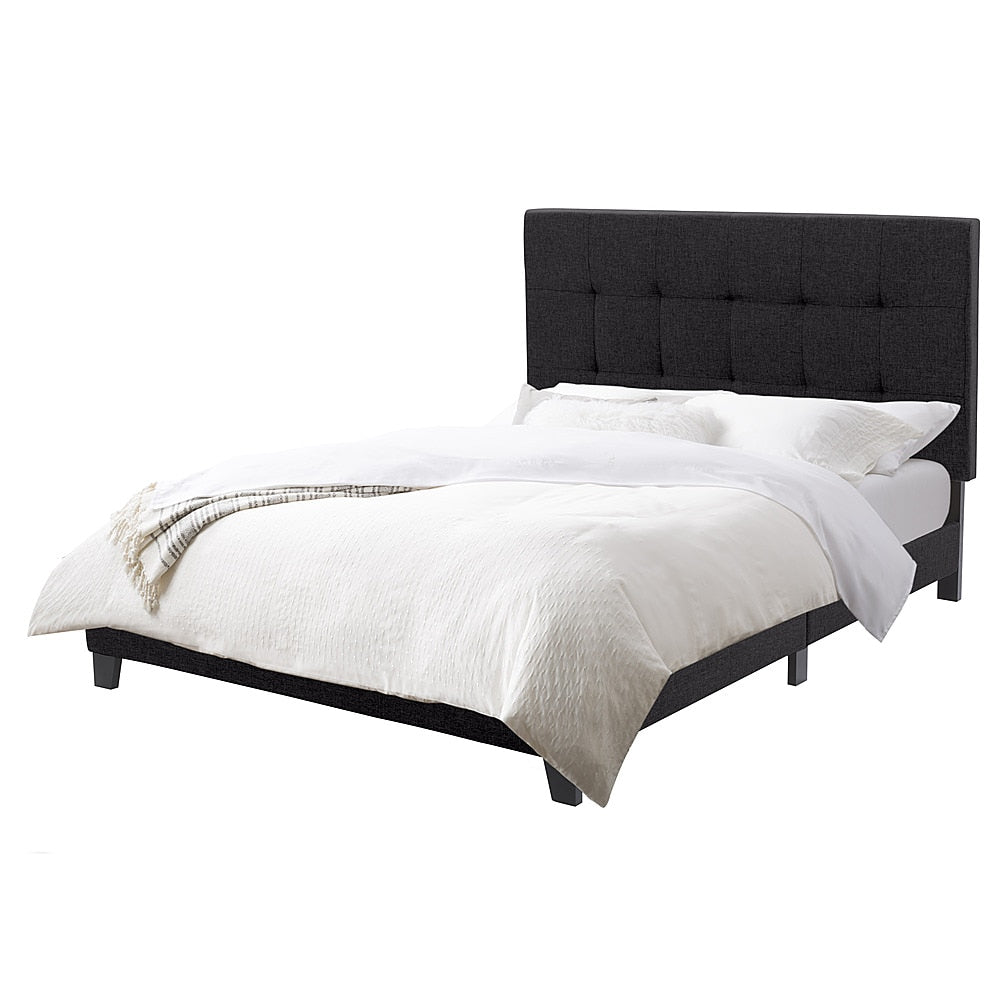 CorLiving - Ellery Fabric Upholstered Queen Bed Frame - Black_1