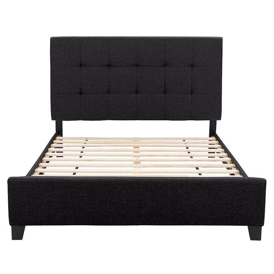 CorLiving - Ellery Fabric Upholstered Queen Bed Frame - Black_0