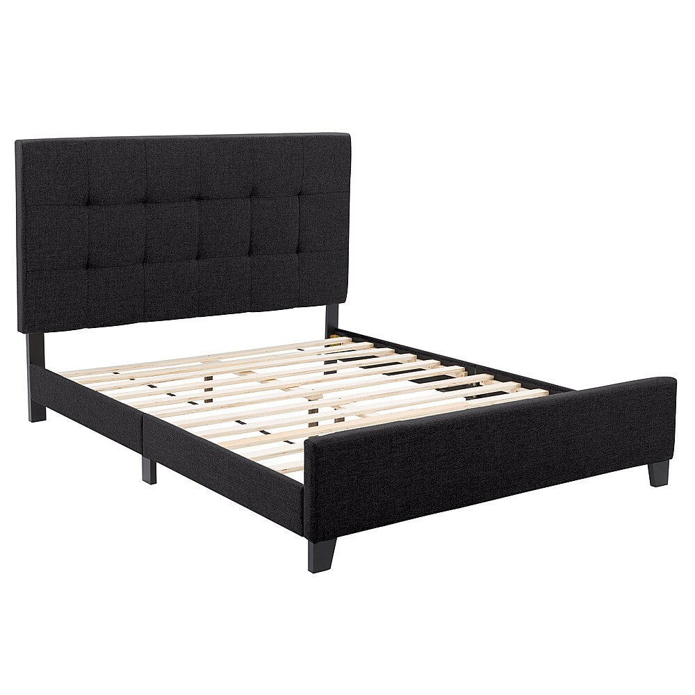 CorLiving - Ellery Fabric Upholstered Queen Bed Frame - Black_3