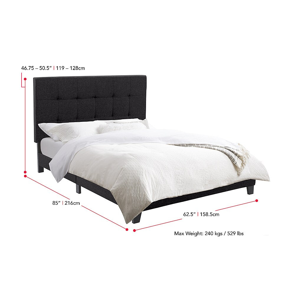 CorLiving - Ellery Fabric Upholstered Queen Bed Frame - Black_10