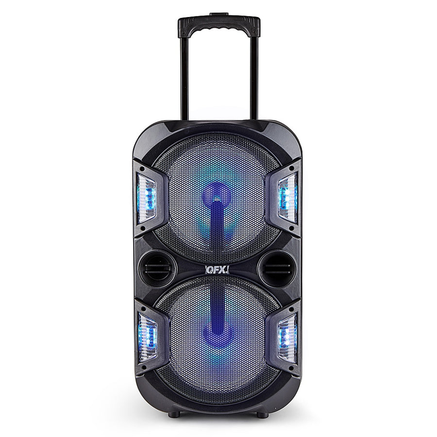 QFX - 2 x 10" Trolley and Wheels BT Speaker Rechargeable - Black_0