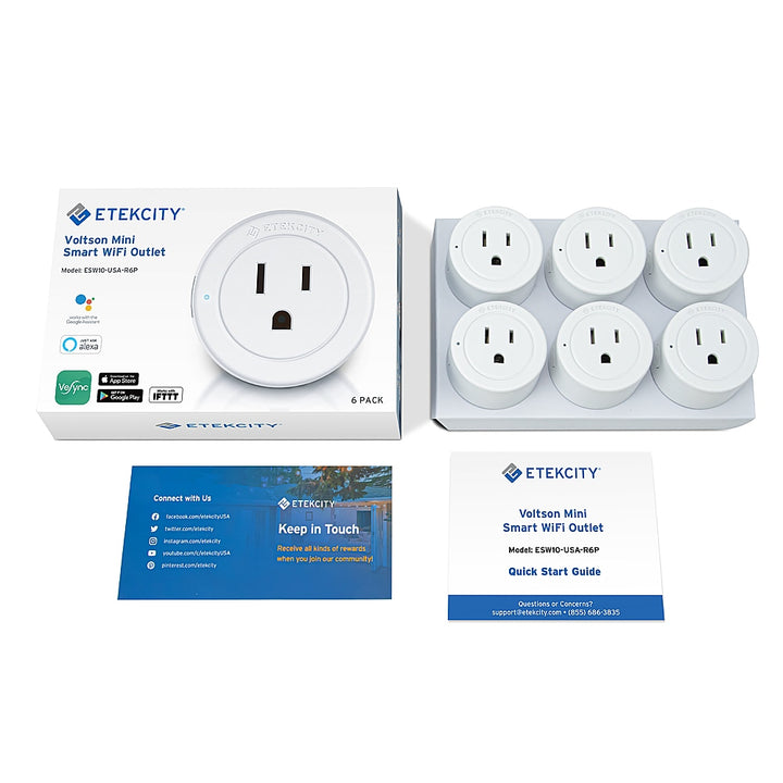 Etekcity - Voltson 10A Mini Smart Wi-Fi Outlet Plug (6-pack) - White_9