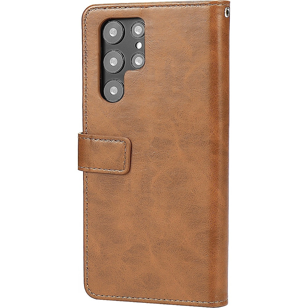 SaharaCase - Folio Wallet Case for Samsung Galaxy S22 Ultra - Brown_5