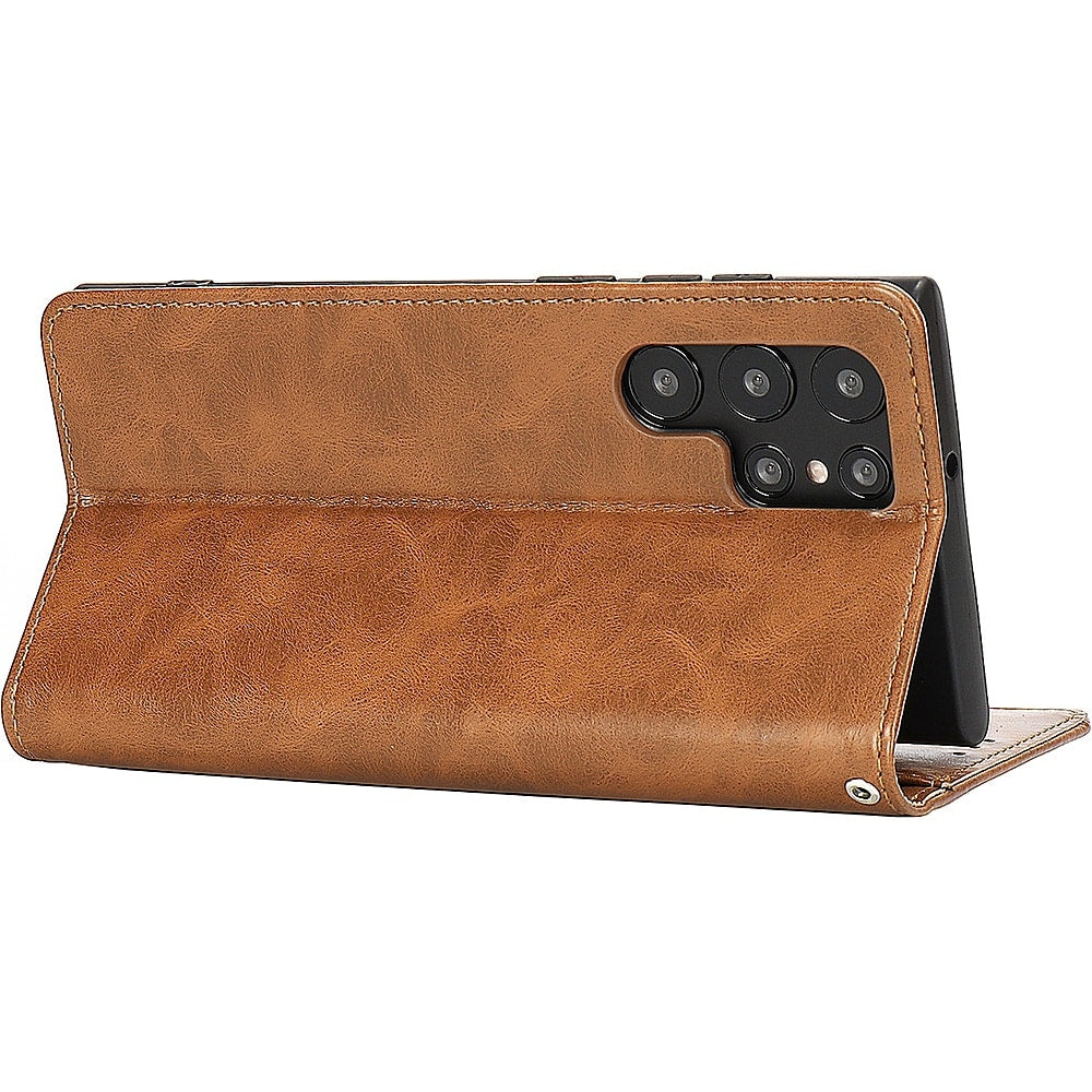 SaharaCase - Folio Wallet Case for Samsung Galaxy S22 Ultra - Brown_4