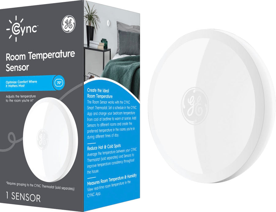 GE CYNC Room Temperature Sensor, Pairs with the CYNC Smart Thermostat (sold separately), White - White_0