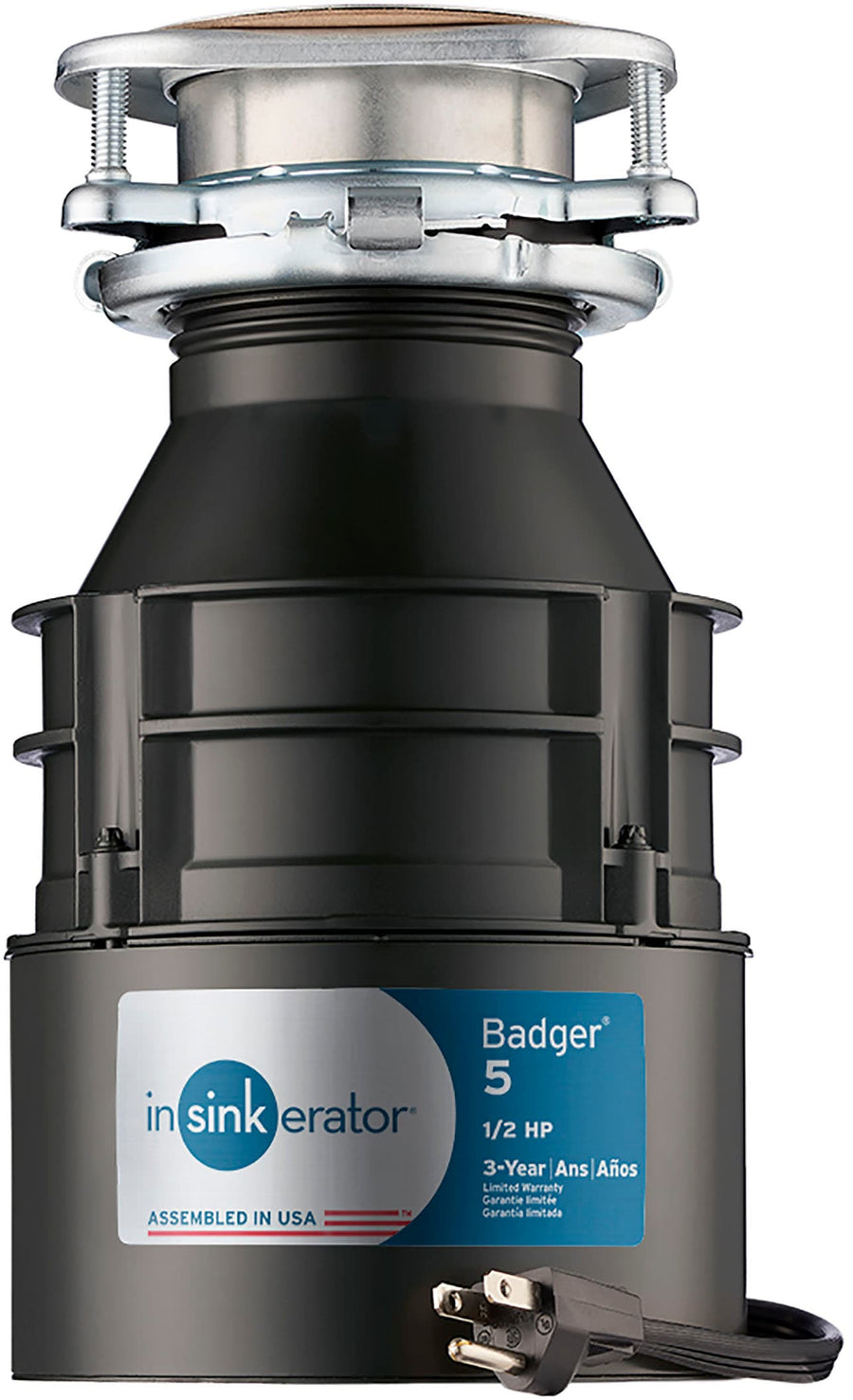 InSinkerator - Badger 5 Standard Series 1/2 HP Continuous Feed Garbage Disposal with Power Cord - Grey_0
