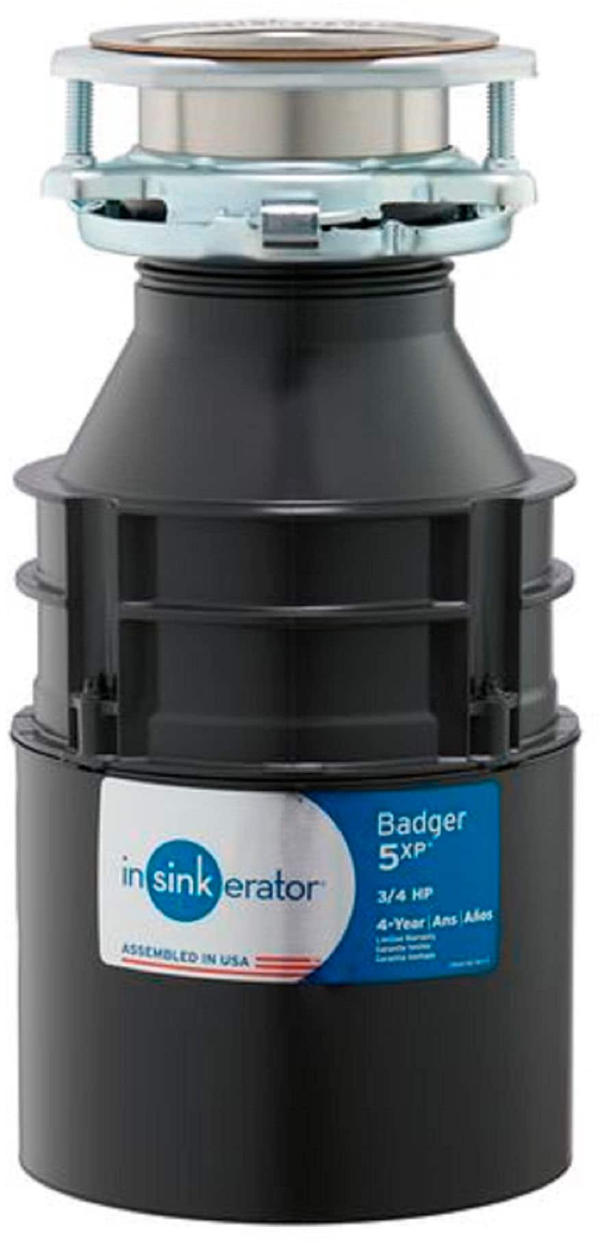 InSinkerator - Badger 5XP Lift and Latch Power Series 3/4 HP Continuous Feed Garbage Disposal with Power Cord - Black_1