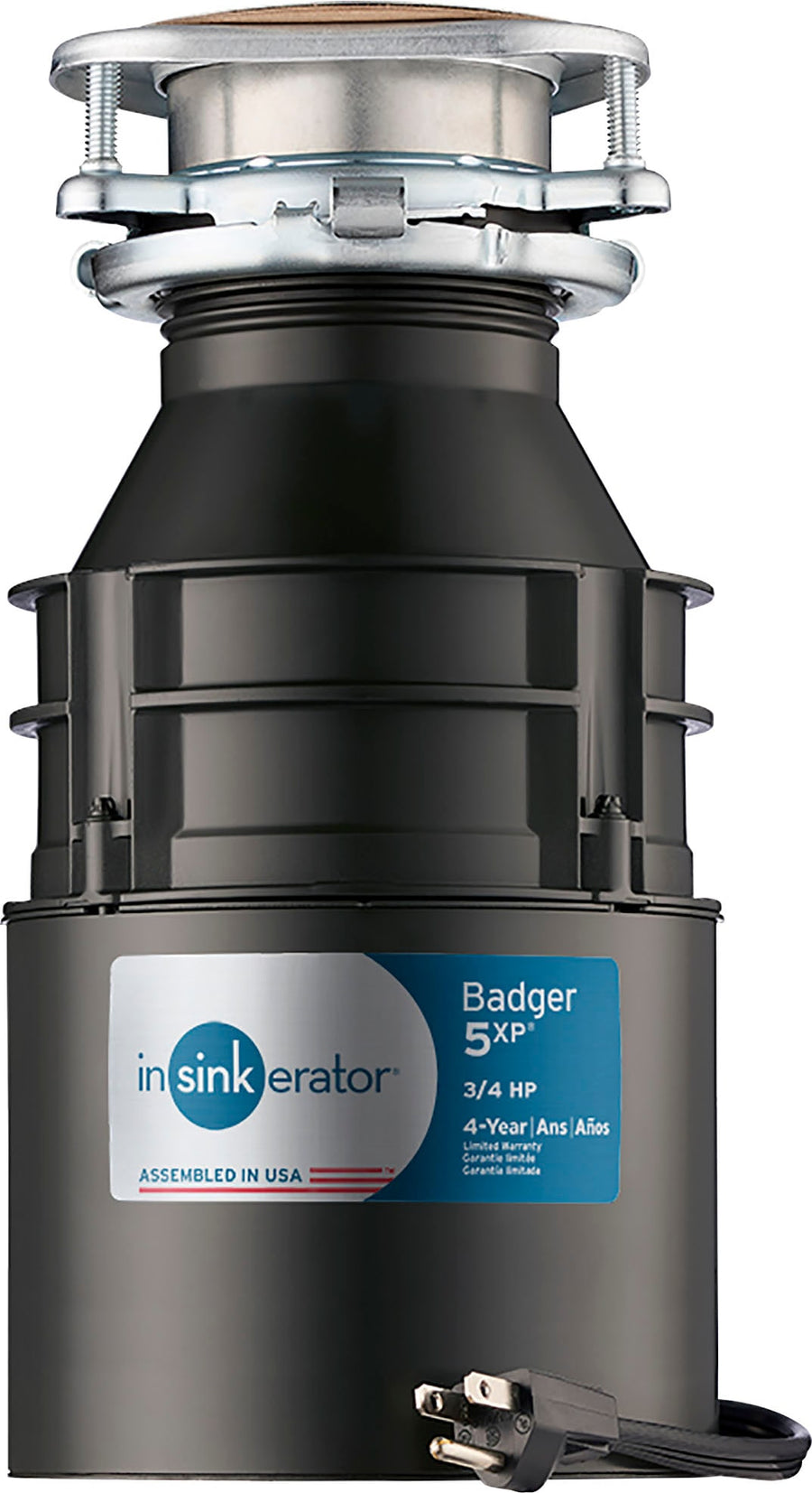 InSinkerator - Badger 5XP Lift and Latch Power Series 3/4 HP Continuous Feed Garbage Disposal with Power Cord - Black_0