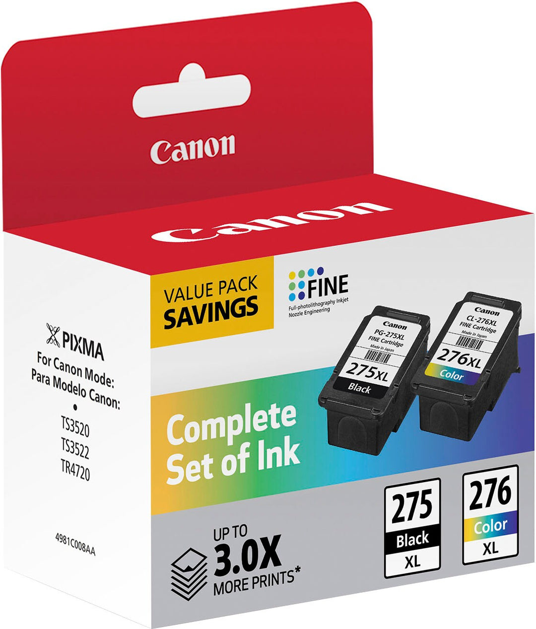 Canon - PG 275XL & CL276XL Value Pack High Yield Ink Cartridges - Black & Multicolor_1