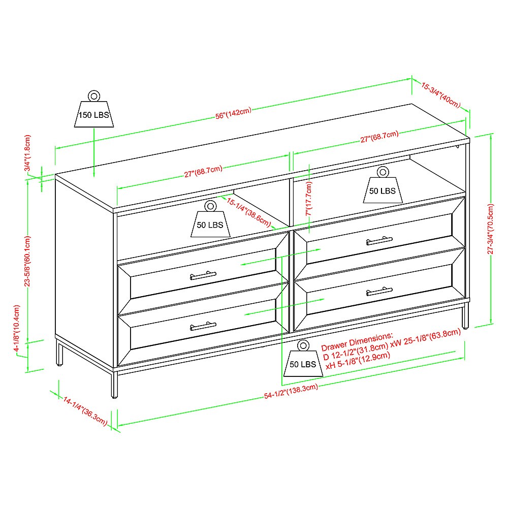 Walker Edison - Contemporary 4-Drawer TV Stand for Most TVs up to 60” - Birch_10