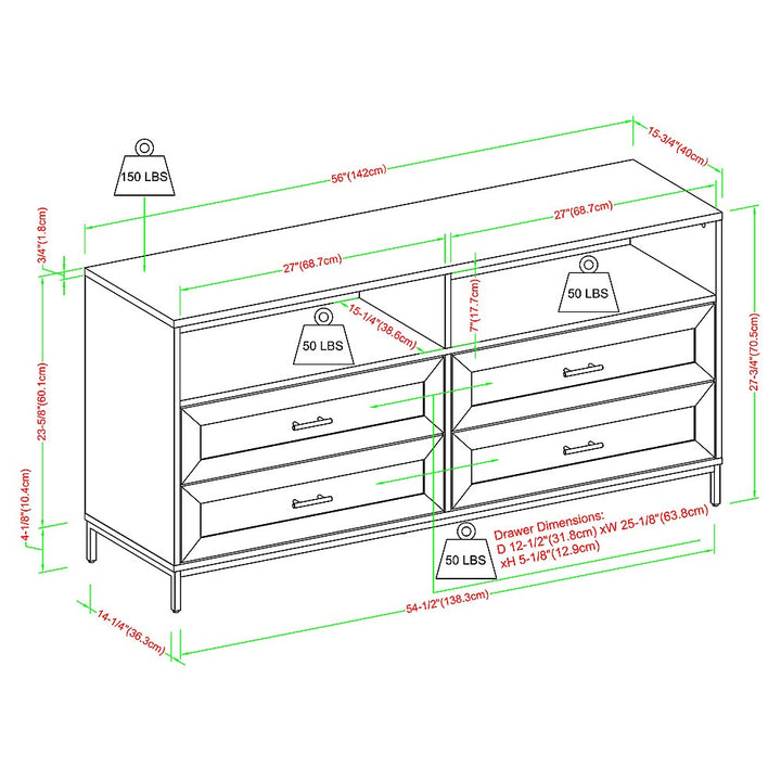 Walker Edison - Contemporary 4-Drawer TV Stand for Most TVs up to 60” - Birch_10