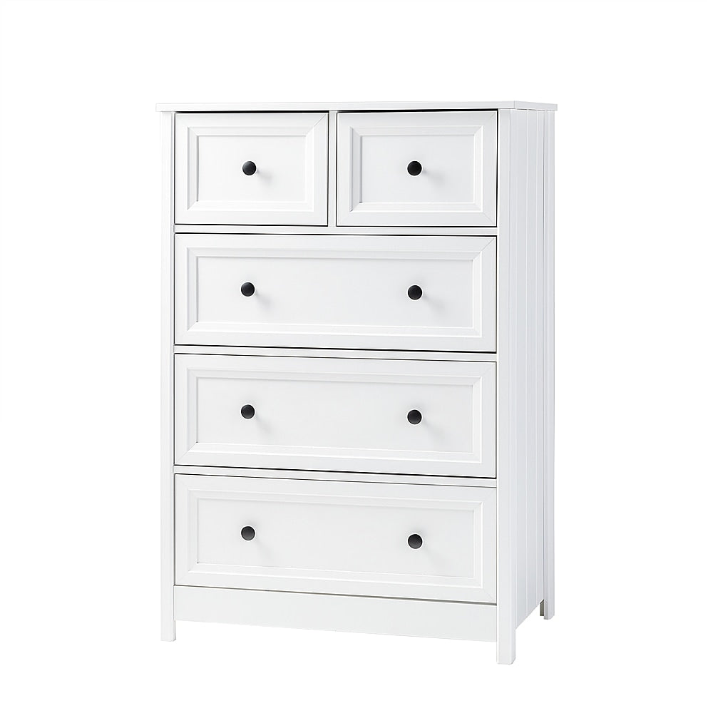 Walker Edison - Classic Grooved 5-Drawer Dresser - White_1