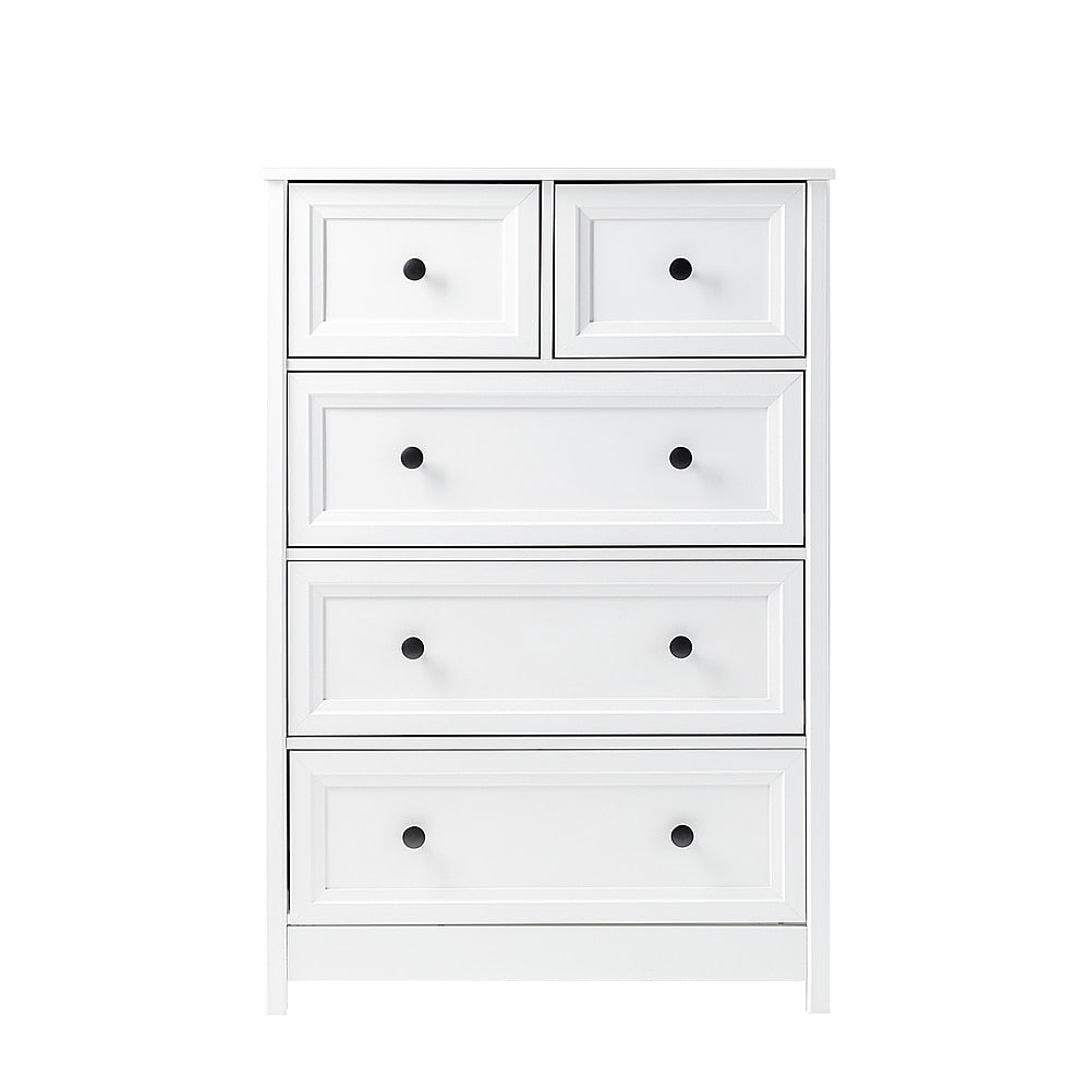 Walker Edison - Classic Grooved 5-Drawer Dresser - White_0