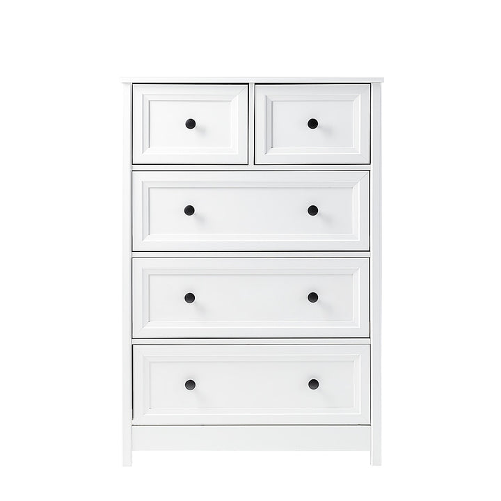 Walker Edison - Classic Grooved 5-Drawer Dresser - White_0