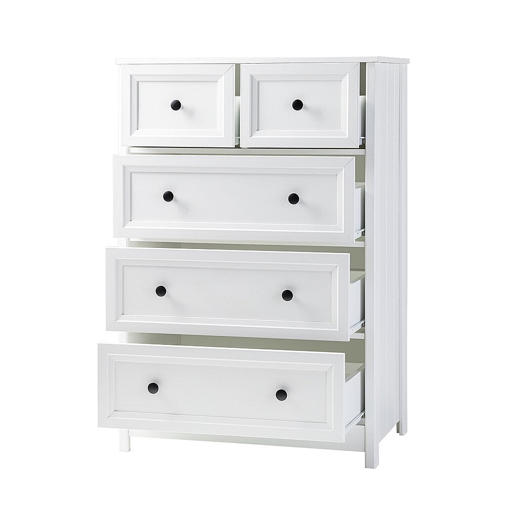 Walker Edison - Classic Grooved 5-Drawer Dresser - White_5