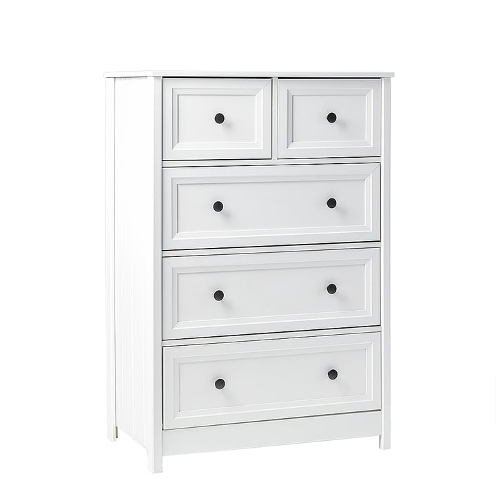 Walker Edison - Classic Grooved 5-Drawer Dresser - White_4