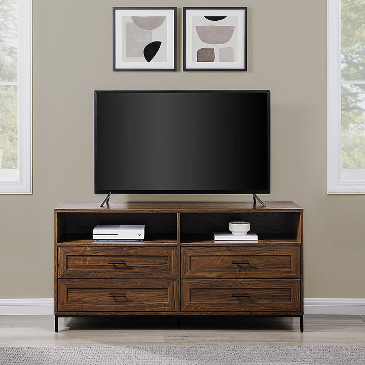 Walker Edison - Contemporary 4-Drawer TV Stand for Most TVs up to 60” - Dark Walnut_3