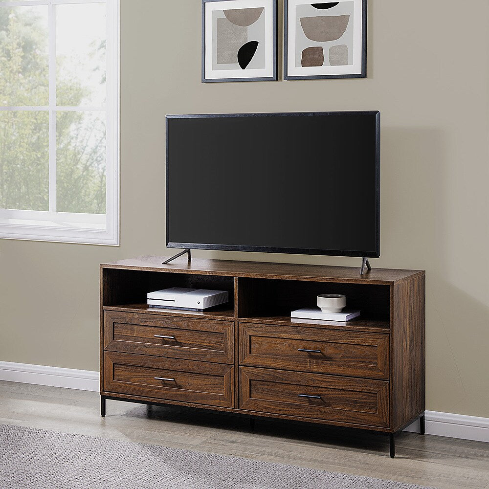 Walker Edison - Contemporary 4-Drawer TV Stand for Most TVs up to 60” - Dark Walnut_4